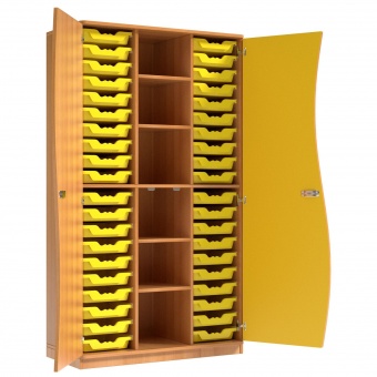 Wellentürenschrank, 190 cm hoch, 105x50 cm (B/T), Tür rechts gelb, Wellentürenschrank, 190 cm hoch, 105x50 cm (B/T), Tür rechts gelb,